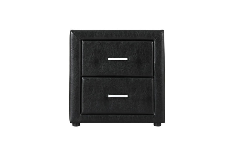 Artiss Bedside Table 2 Drawers Side Table Leather - CADEN Black