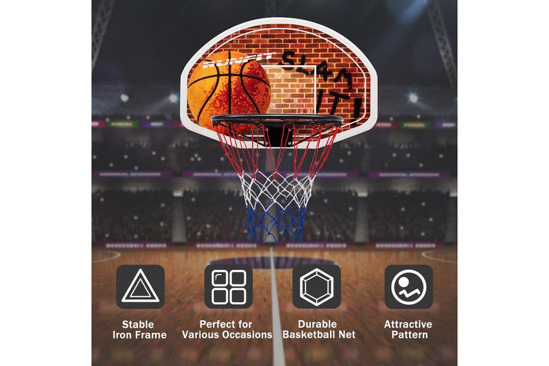 Costway Indoor Basketball Hoop Wall Door Mounted Backborad Ring Set 73×49cm w/Weatherproof Nylon Net Home Outdoor Office