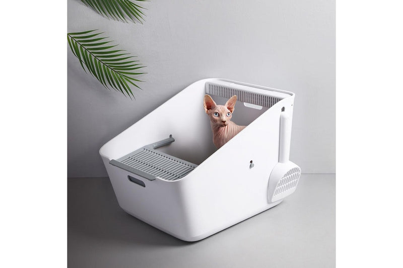 Petkit Pura Cat Litter Tray Box w Scoop Pet Kitten Waste Toilet Rectangle White