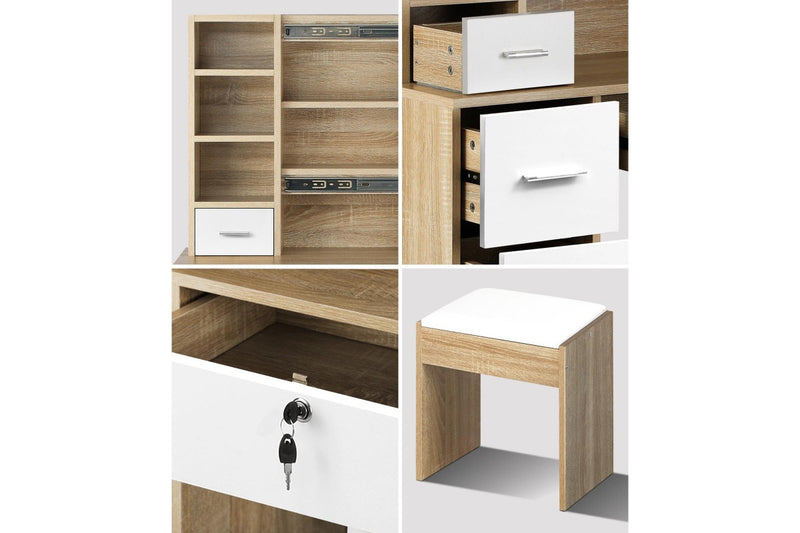 Oikiture Dressing Table Stool Set 10 LED Bulbs(Natural White)