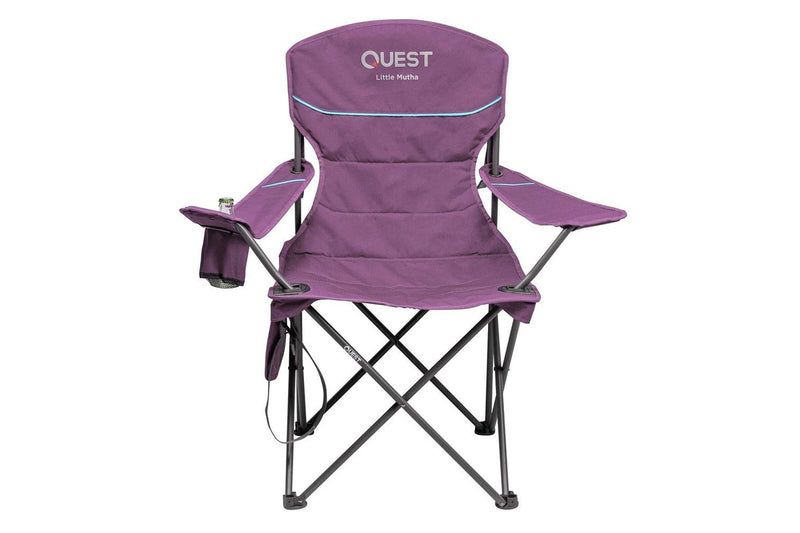 2x Quest Outdoors Steel Frame Polyester Little Mutha Folding Camp Chair Purple