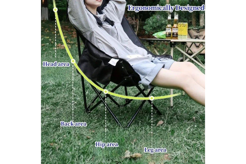 Enlarged Moon Chair for Outdoor Camping Fishing Picnic Green