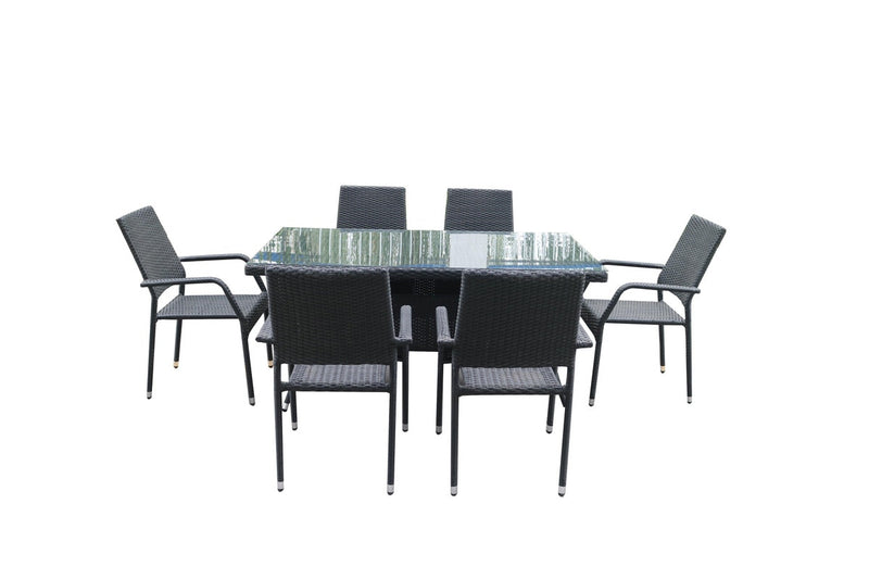 7Pcs Outdoor Dining Set Furniture Chair Table Rattan Wicker Lounge Patio Stylish