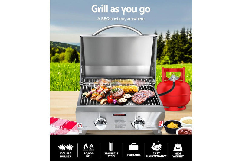 Grillz 2 Burners BBQ Grill Portable Gas Barbecue