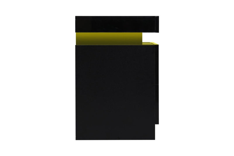 Artiss Bedside Table LED 2 Drawers Lift-up Storage - COLEY Black