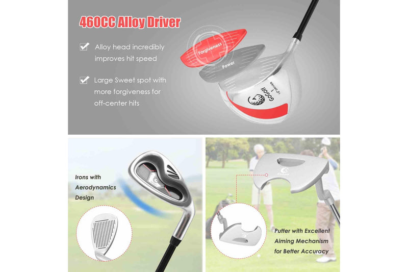 Costway Premium Ladies Golf Clubs Set Starters w/Bag 10 Pieces Alloy/Graphite Drive Red