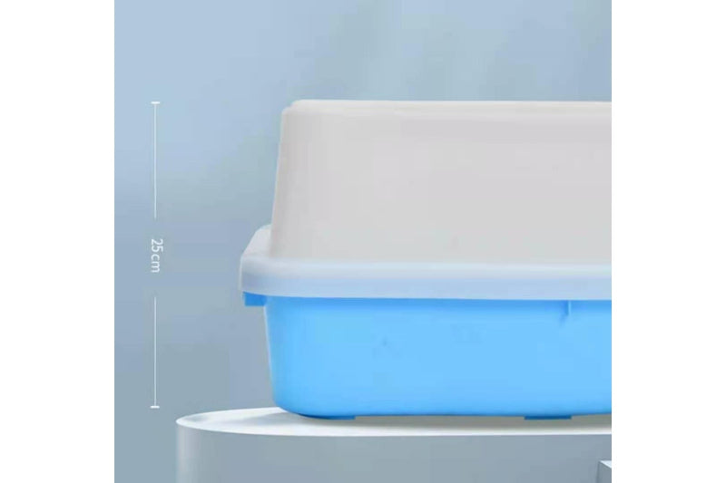YES4PETS Large Deep Cat Kitty Litter Tray High Wall Pet Toilet Tray With Scoop Blue