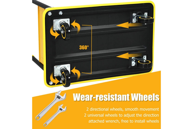 Costway Folding Platform Trolley Heavy Duty Hand Truck Push Cart Dolly Heavy Duty w/Non-Slip Platform Warehouse