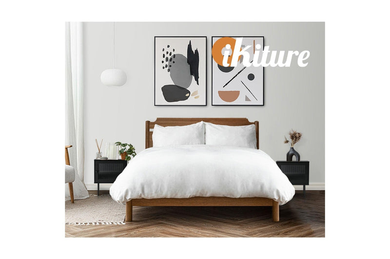 Oikiture 2x Bedside Tables Wood(Black)