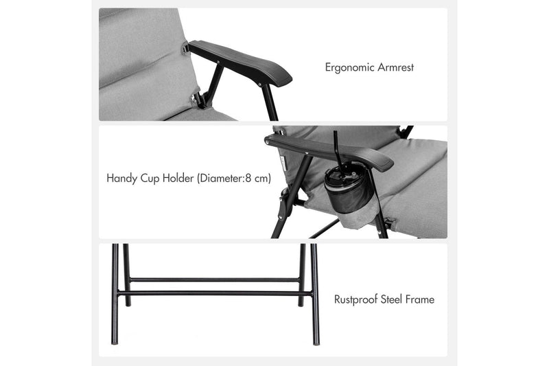 Costway Padded Folding Portable Chair Camping Dining Outdoor Beach Chair Grey