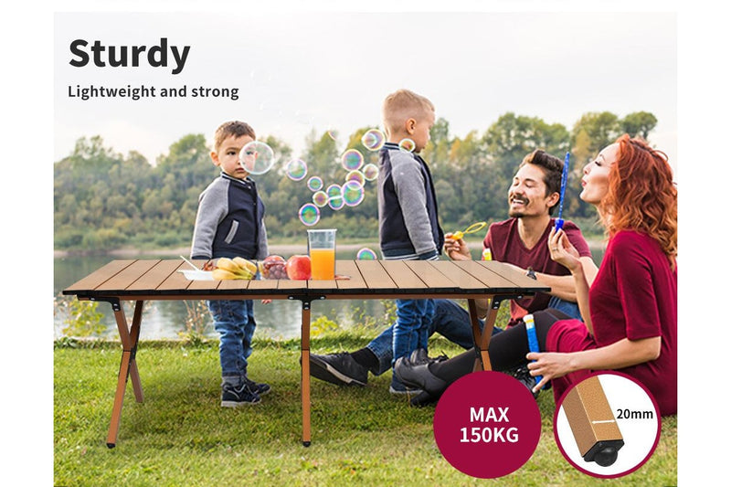Levede Folding Camping Table Brown