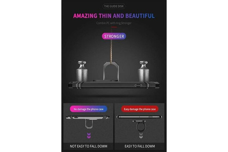 For Apple iPhone 12 Pro Max Case, Military Grade 360 Degree Rotating Metal Magnetic Ring Car Mount Holder Kickstand Shockproof Heavy Duty Cover (Black)