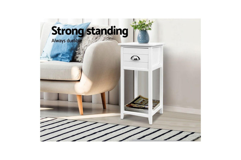 Artiss Bedside Table Vintage - THYME White