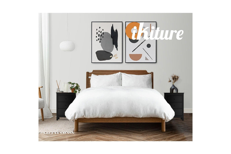 Oikiture Bedside Tables Set of 2 Nightstands Black