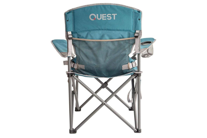 Quest Big Easy 101cm Aluminium Camp Chair w Armrests Outdoor Camping Picnic Blue