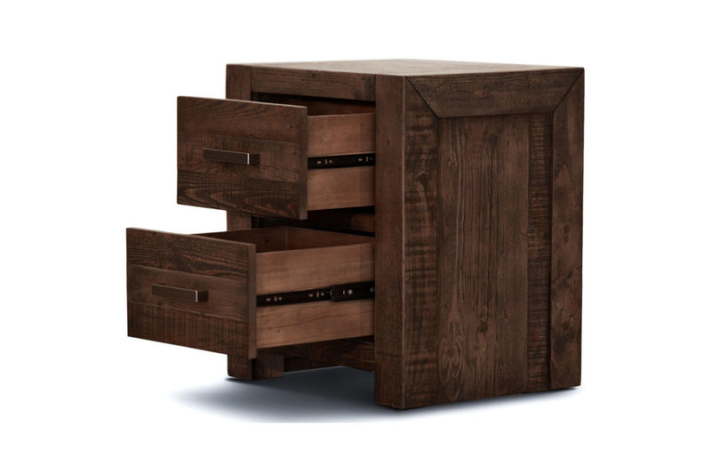 Catmint Set Of 2 Drawers Storage Cabinet Pine Wood Grey Stone Bedside Tables