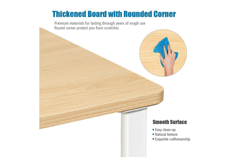 Giantex Mobile L-Shaped Side Table 360° Rotating Corner Desk w/2-Tier Storage Shelf Wood End Table Home Office Walnut