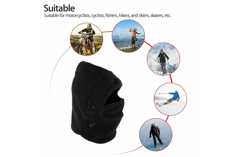 6x Windproof Thermal Fleece Balaclava Beanie Hat Full Face Mask Ski - Black
