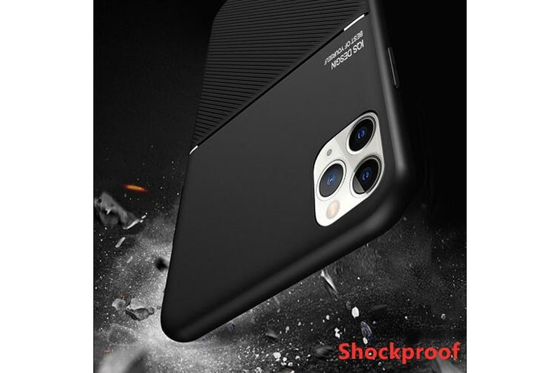 For Apple iPhone 11 Pro Max Business Style Luxury Matte Soft Silicone Drop Resistant Case Cover (Black)