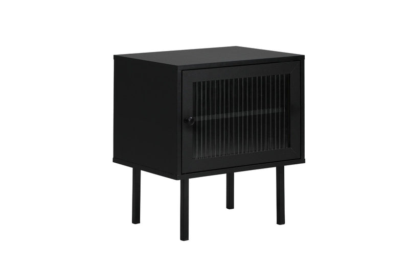Oikiture 2x Bedside Tables Wood(Black)