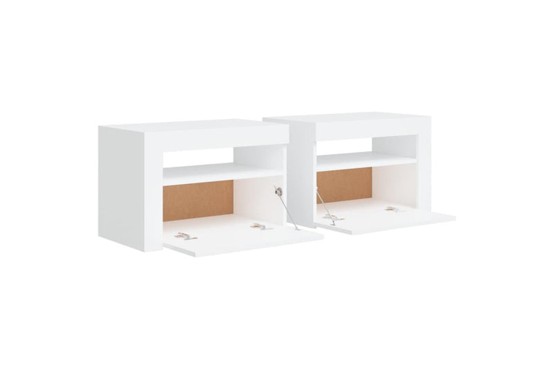Bedside Cabinets 2 pcs with LEDs White 60x35x40 cm vidaXL