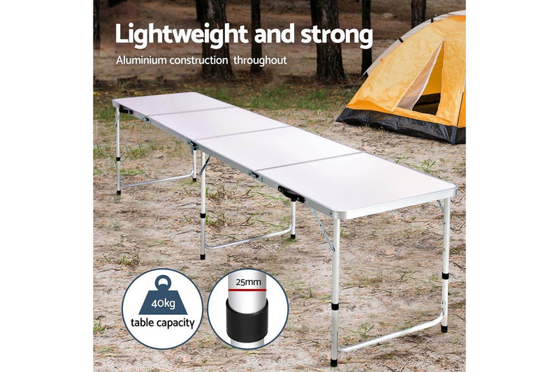 Weisshorn Folding Camping Table 240CM Portable Outdoor Picnic BBQ Aluminium Desk