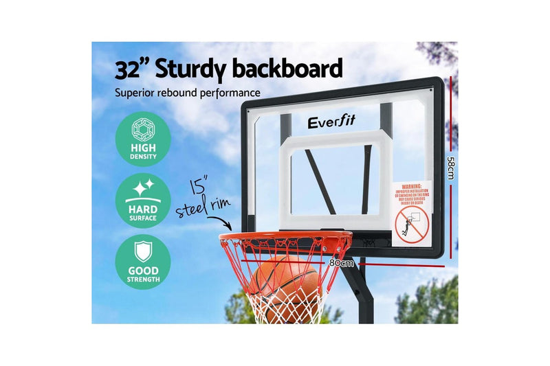 Everfit 2.6M Basketball Hoop Stand System Adjustable Portable Pro Kids Clear