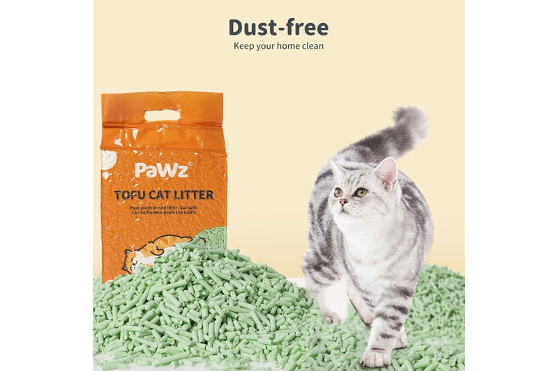 Pawz 2.5kg Tofu Cat Litter Clumping Flushable Fast Super Absorben Green Tea x6