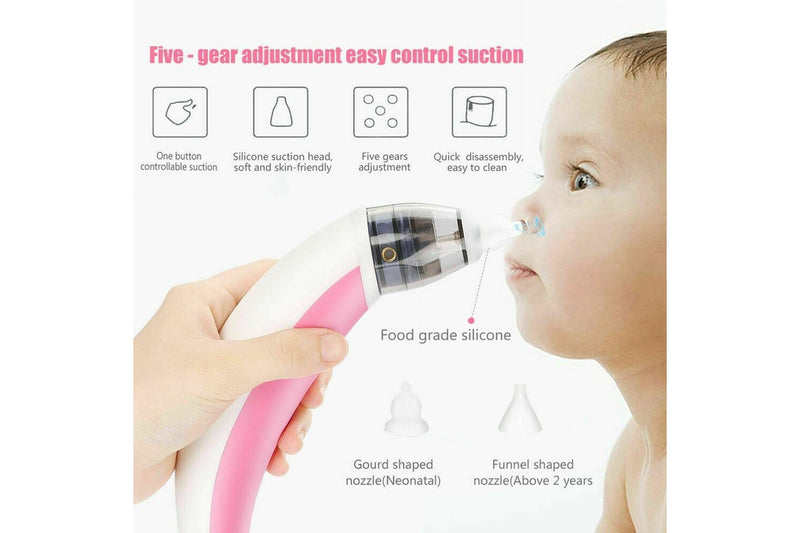 Baby Nasal Aspirator Electric Safe Hygienic Nose Cleaner Snot Sucker For (Red) Baby Health