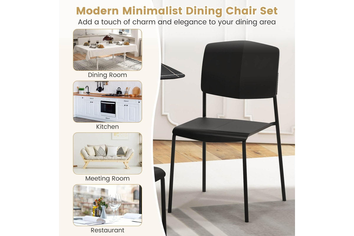 Giantex 4PCS Dining Chair Home Office Side Chairs w/Metal Legs Stackable Armless Chairs Black