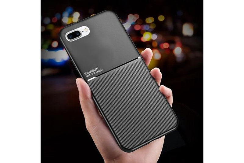 For Apple iPhone 8+ /8 Plus Business Style Luxury Matte Soft Silicone Drop Resistant Case Cover (Black)