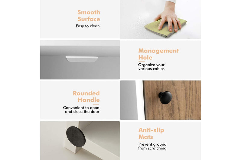 Giantex 2PCS Bedside Table Nightstand w/Open Shelves End Table Storage Cabinet Home Office Side Table White