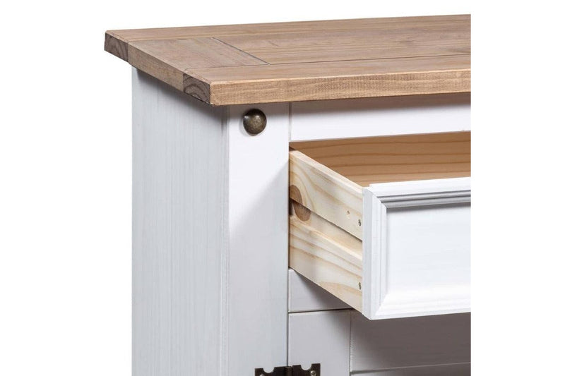Bedside Cabinet Mexican Pine Corona Range White 53X39x67 Cm Bedside Tables