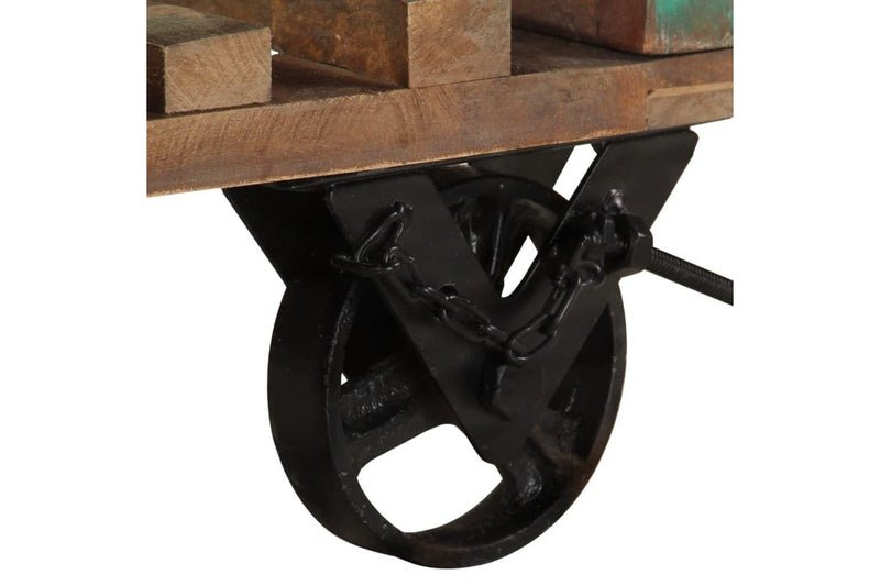 Side Table with Wheels 40x40x42 cm Solid Wood Reclaimed vidaXL