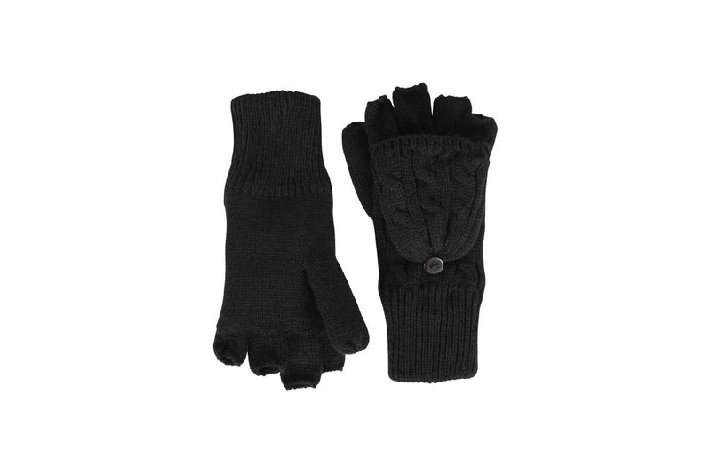Mountain Warehouse Womens/Ladies Faux Fur Lined Fingerless Gloves (Black) (One Size)
