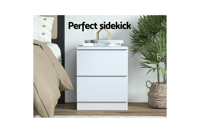 Artiss Bedside Table 2 Drawers - PEPE White