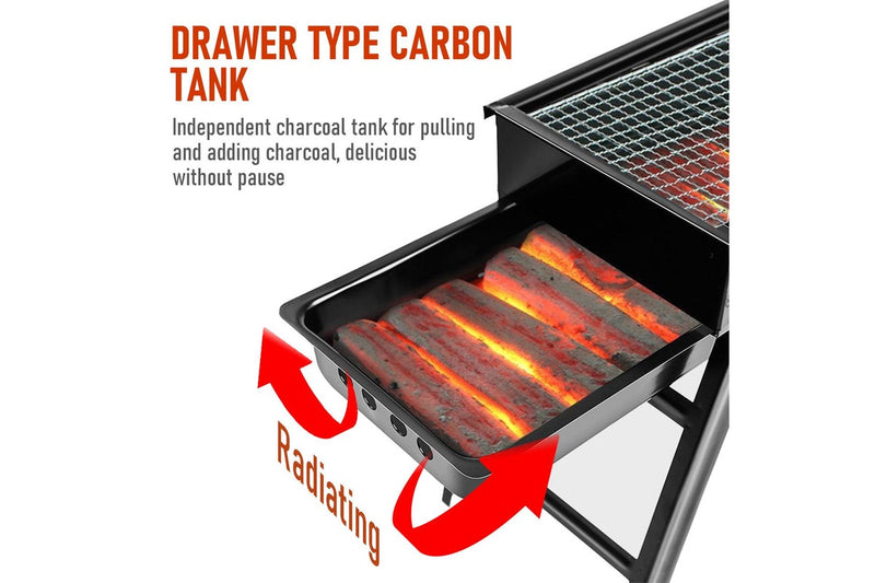Charcoal BBQ Grill Folding Portable Camping Barbecue Grill Lightweight for Outdoor GrillingCamping Hiking Picnics Tailgating Backpack Party 60x22x37cm
