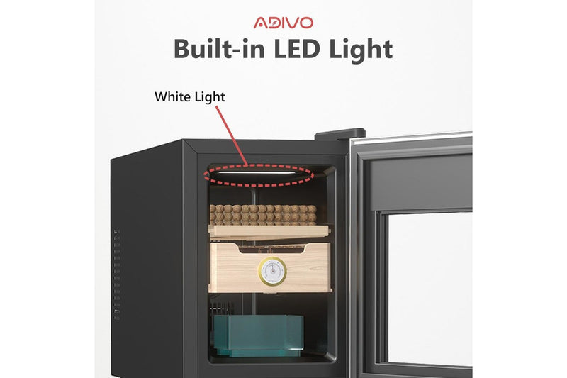 ADIVO 116 Cigar Humidor Digital Humidity Temperature Control Cabinet Display with Hygrometer