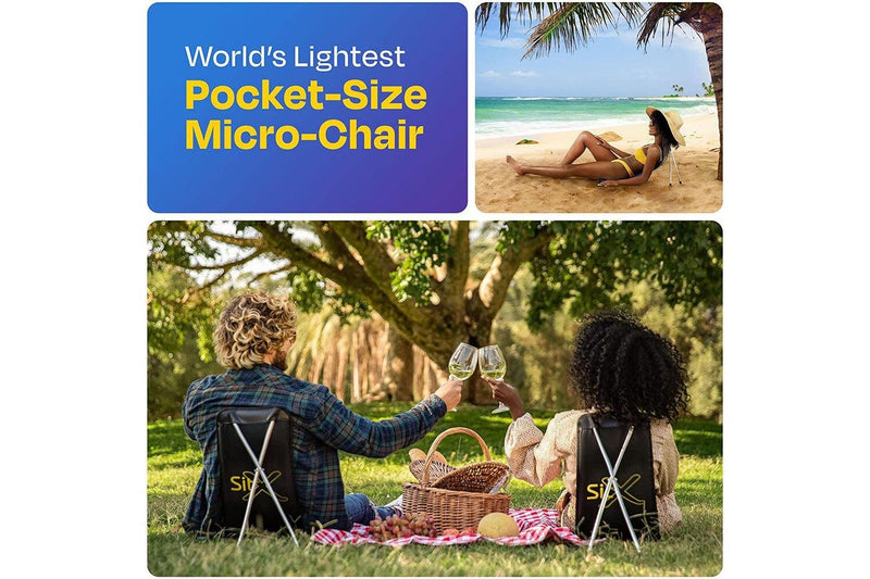 SitX AirPro Inflatable Foldable Portable Pocket-Sized Camping Chair Blue Black