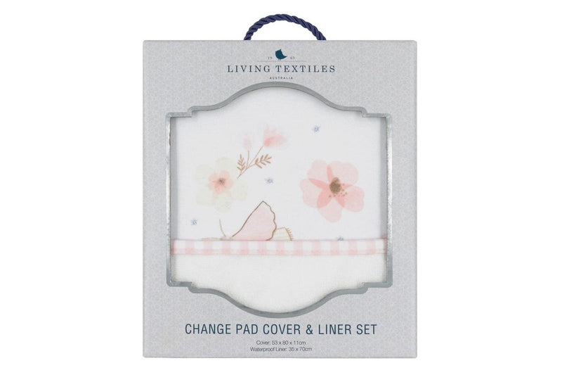 Living Textiles Infant Baby Cotton Change Pad Cover Liner Set Butterfly Garden