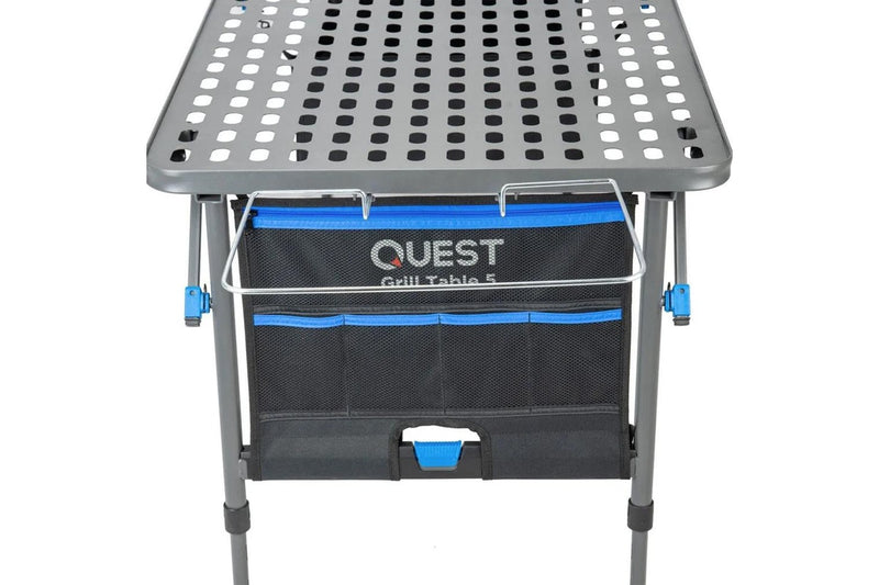 Quest 153cm Foldable Steel Grill Table w Organiser Pouch Outdoor Camping Picnic