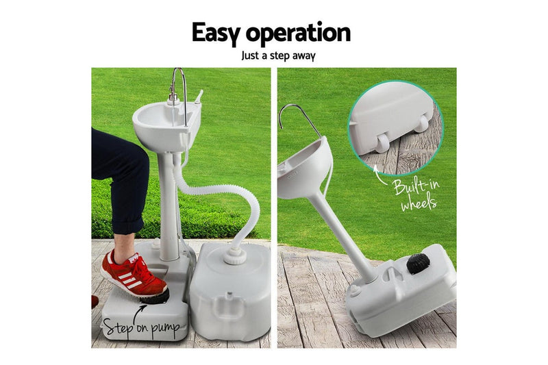 Weisshorn Camping Basin Portable Hand Wash Sink Stand 43L Capacity