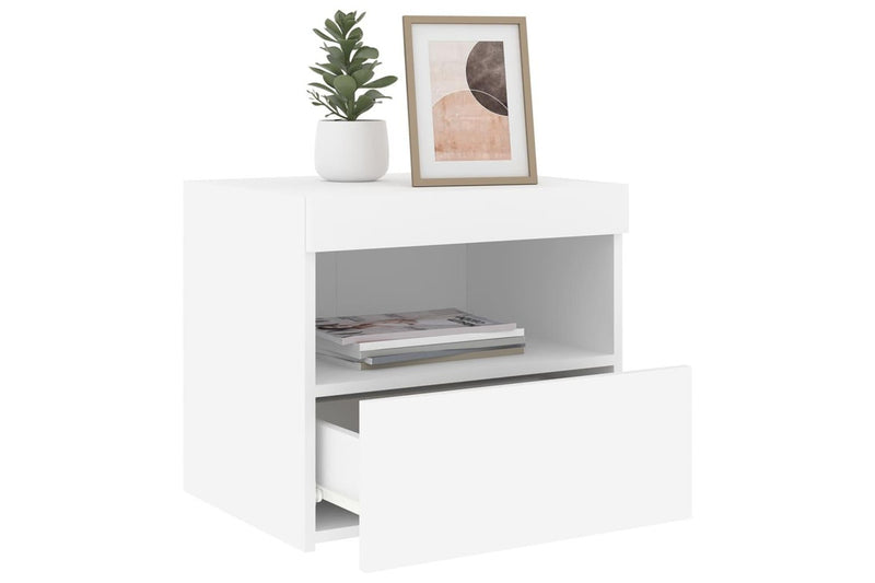 Bedside Cabinets With Led Lights 2 Pcs White 50X40x45 Cm Bedside Tables