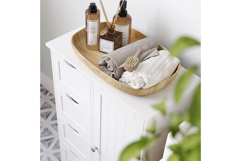 Wooden Storage Cabinet Unit with 4 Drawers, Single Door and adjustable Shelf