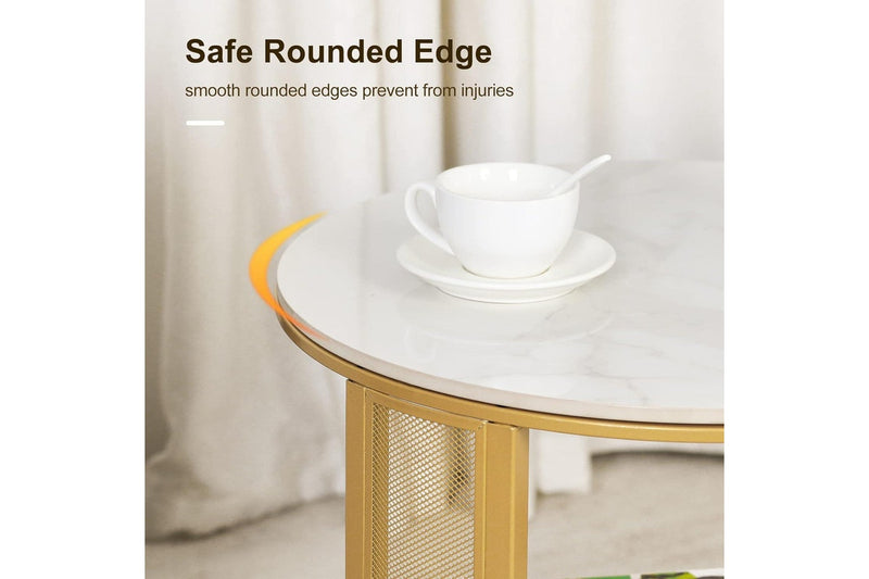 Marble Top Side Table Gold 2 Tier Round Coffee Tables 5