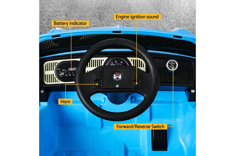 Kids Ride On Car Licensed Volkswagen Beetle Electric Toys Horn Remote 6V Blue