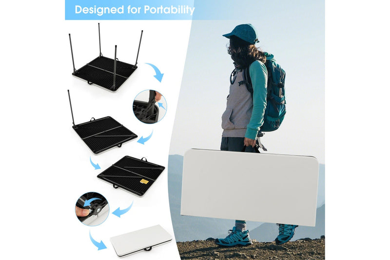 Costway Folding Camping Table Outdoor Portable Desk w/Carry Handle Picnic Hiking Fishing BBQ White