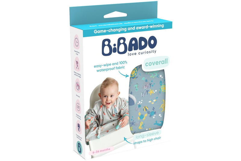 Bibado: Highchair Coverall Bib with Long Sleeves - Ocean of Fun