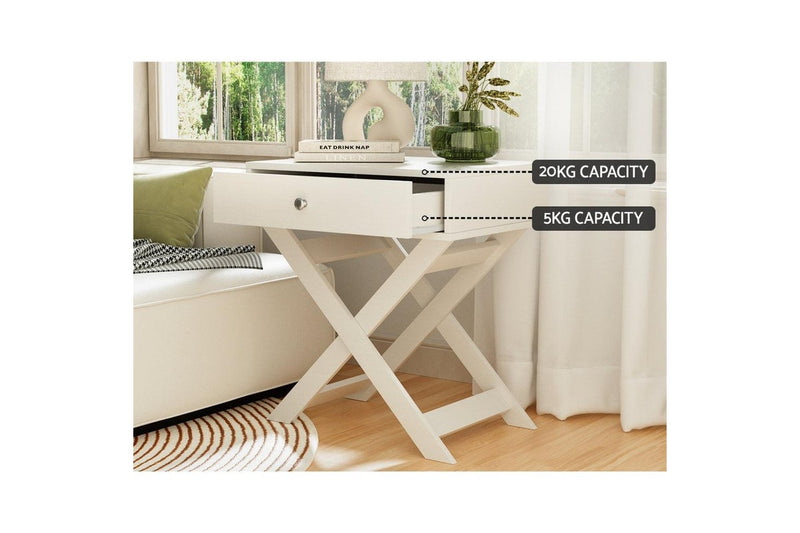 Artiss Bedside Table Drawers Side Table Storage Cabinet Nightstand White QARA