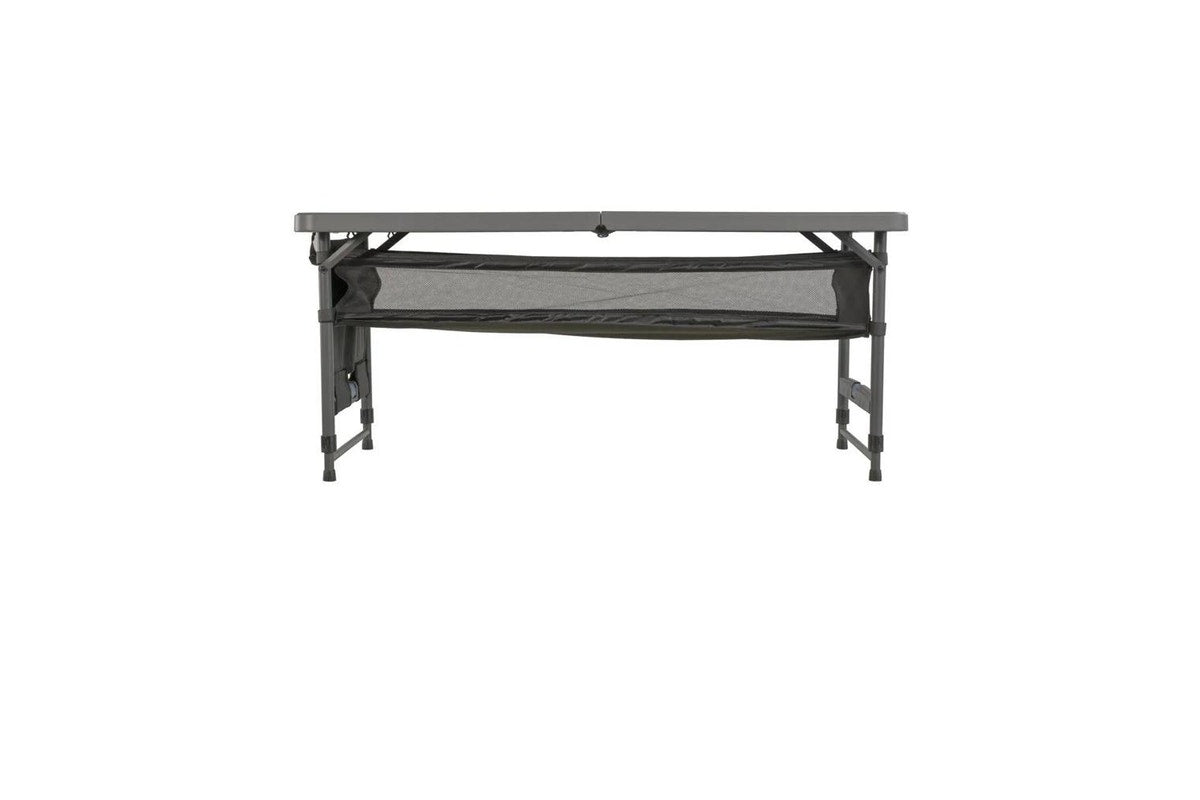 Quest 122cm Portable Camp Table Outdoor Camping Desk w Storage Organiser Grey
